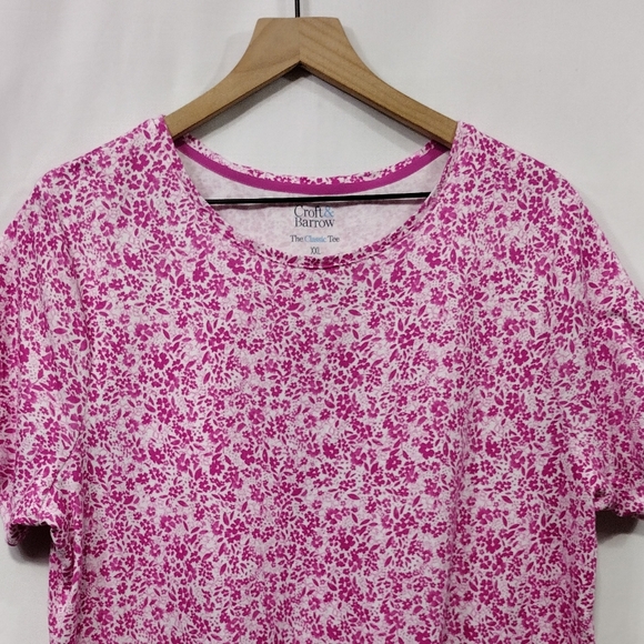 Croft And Barrow Floral Top Women's XXL Pink Cottagecore Peasant Retro 90s - Picture 2 of 8